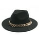 thumbnail image 1 of Sombrero Fedora Minnieouse Unisex Sattin Ala ancha Cálido Collar de oro Negro, 1 of 6
