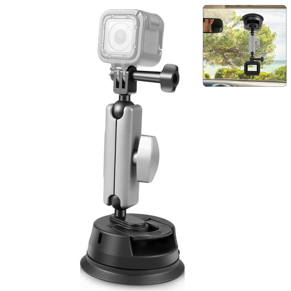 QKOO Car Suction Cup Arm Mount with Mount Adapter & Long Screw