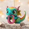 thumbnail image 4 of HomeDM 3.15" Cartoon Dinosaur Ornaments, 2D Flat Acrylic Hanging Pendant Xmas Tree Wreaths Home Decor, 26 Letter Christmas Ornaments Key Chain, Gift Wrapping, Letter O, 4 of 4