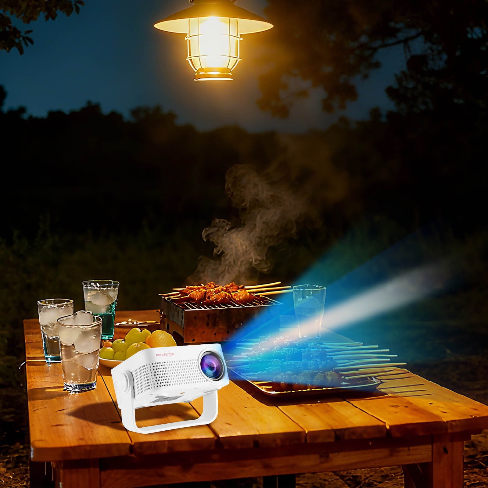 COM1950s Portable Projector,1080P Home Theater Projector with Bluetooth,Auto Focus,200 Inch Display,Compatible with Tv Stick,Smartphones,Hdmi and Usb for Indoor and Outdoor Use