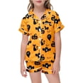 thumbnail image 5 of Weebloom Halloween Kids Girl Pajamas Cute Pumpkin Outfits 2 Piece Set Short Sleeve Button Down Shirt And Shorts Casual Elastic Waist Sleepwear Nightwear Pjs Loungewear Purple 8-9 Years, 5 of 5