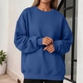 thumbnail image 4 of Garbnen Crew Neck Sweatshirt Women Fleece Lined Womens Long Sleeve Shirt Casual Fall Winter Warm Oversized Fashion Womens Pullover Tops Blue XL, 4 of 7