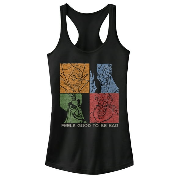 Junior's Disney Princesses Feels Good to Be Bad  Racerback Tank Top Black Large