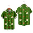 thumbnail image 4 of IROINNID Christmas Ugly T-Shirt for Men Funny Print Hawaiian Tops Xmas Vacation Holiday Gift Button Up Green Shirt,Green, 4 of 5