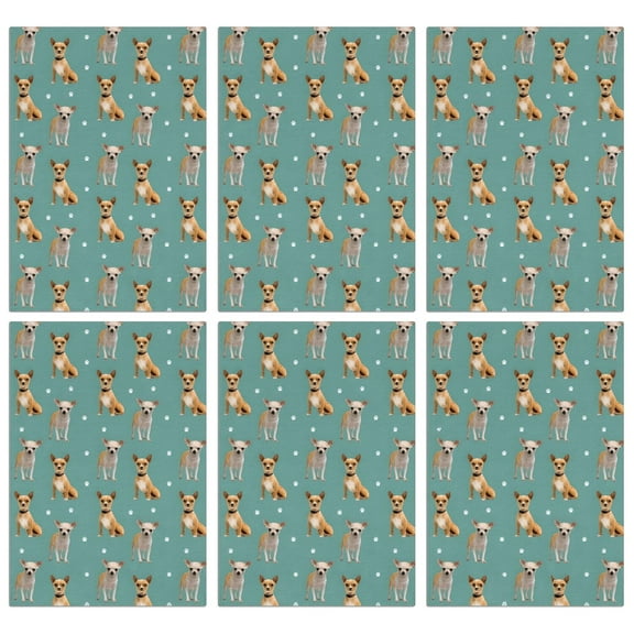 6 Pcs Funny Kitchen Towels,Chihuahua and Footprints Microfiber Dish Towels,Kitchen Tea Towels,Kitchen Towel Set (18" X 26")