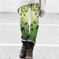 thumbnail image 6 of Wuxian Women Green Pants Slim Fit Casual Leggings St Patrick'S Day High Waist Comfortable Tights Holiday Floral Embroidery Fashionable Lightweight Yoga Pants Bottoms Trousers,Green,L, 6 of 6