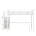 thumbnail image 4 of Tcbosik Queen Size Metal Loft Bed with Charging Station and LED Light, Writing Desk, Open Shelves and Storage Wardrobe, Bed Frame for Small Space, White, 4 of 9