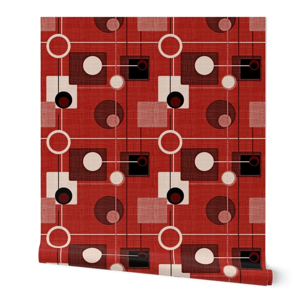 Wallpaper Roll Retro Atomic Mid Century Modern Geometric Decor 24in x