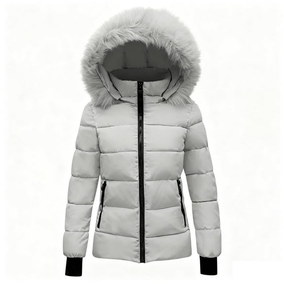 Otqutp Girls Winter Coat Quilted Puffer Jacket Warm Fleece Parka with Removable Hood Teens Waterproof Thick Snow Outerwear