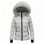 Breezora Kids Quilted Puffer Coat Warm Lined Hooded Jacket Long Winter Parka All-Day Comfort for Cold Weather 150 Size Grey
