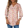 thumbnail image 3 of UVN Summer V Neck Womens Blouses Dressy Casual 3/4 Sleeve Shirts Ladies Tunic Tops, 3 of 10