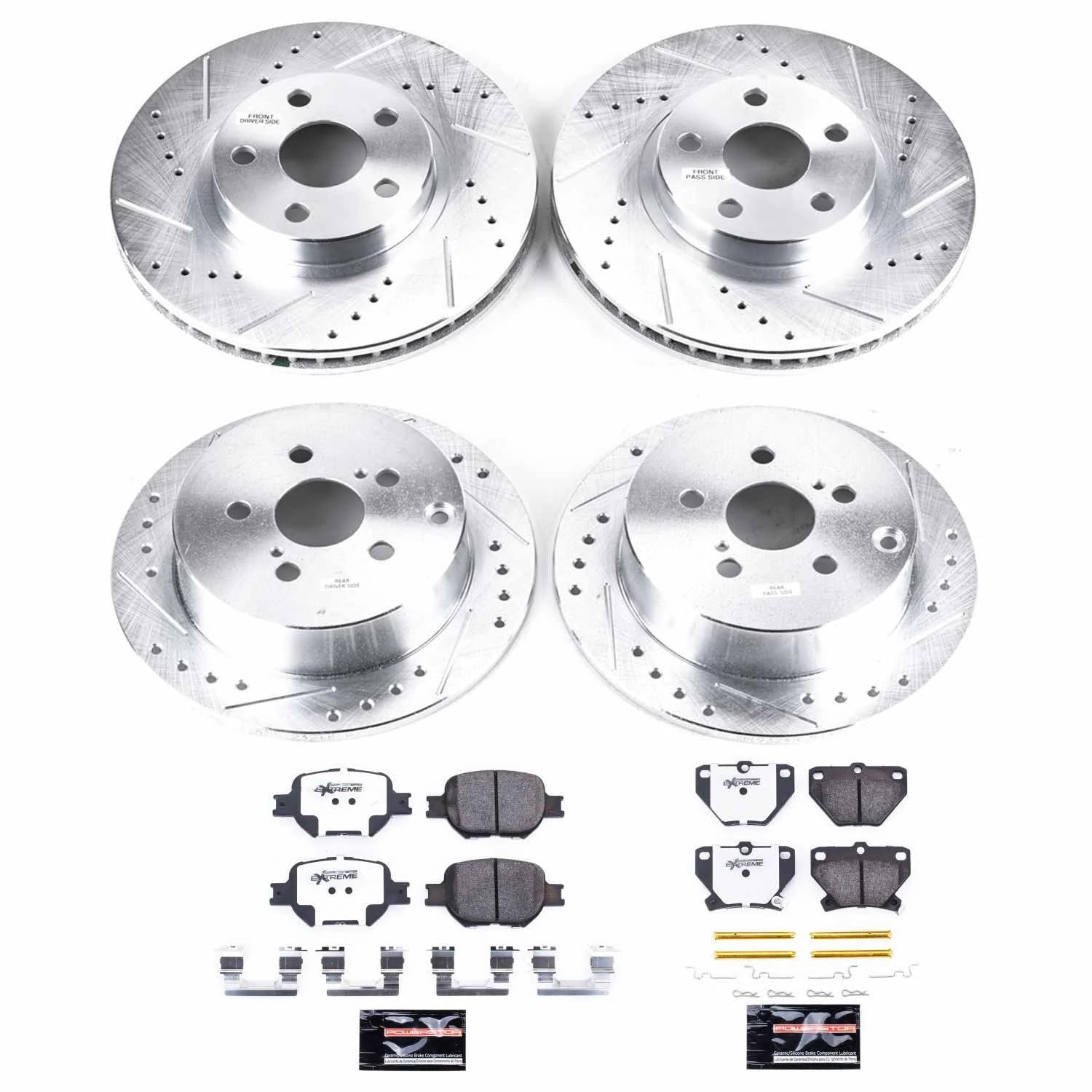 PowerStop Front and Rear Z26 Street Warrior Carbon-Fiber Ceramic Brake Pad and Drilled and Slotted Rotor Kit Fits: TOYOTA Select Models K2314-26