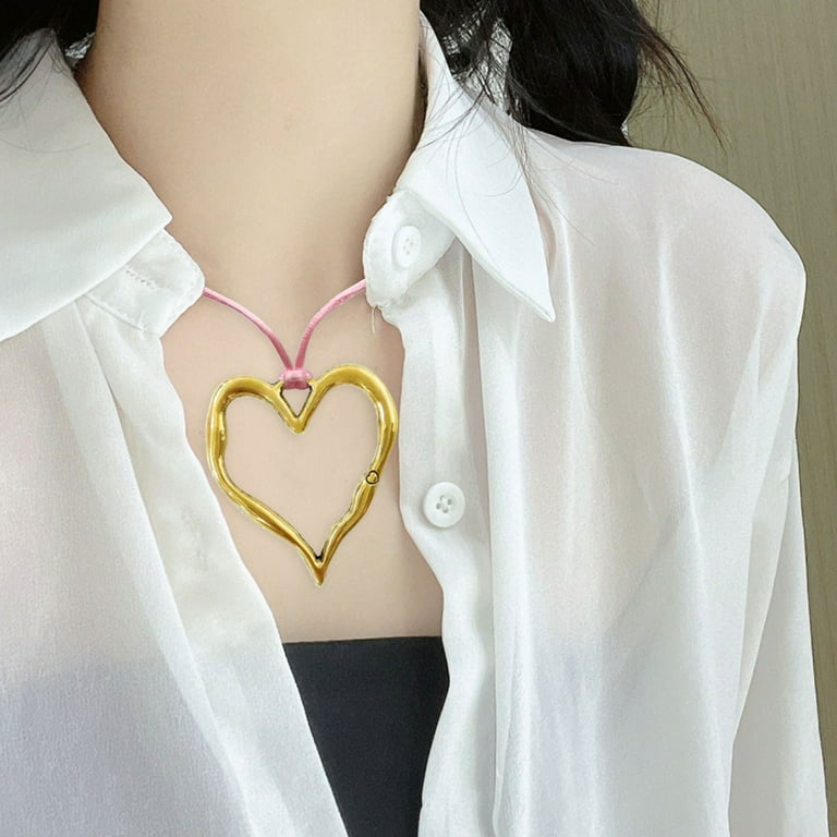 AOOOWER Exaggerated Big Heart Choker Neck Tie Chain Big AOOOWER Exaggerated Big Heart Choker Neck Tie Chain Big