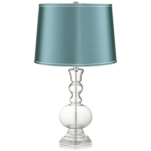 Color Plus Clear Glass Fillable Teal Satin Shade Apothecary Table Lamp Walmart Com Walmart Com