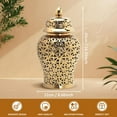 thumbnail image 2 of Porcelain Hollow Ginger Jar with Lid Temple Jar Organizer Office Ornaments Decorative Home Decoration Traditional Elegant Flower Holder Vase , Golden 19cmx36cm, 2 of 8