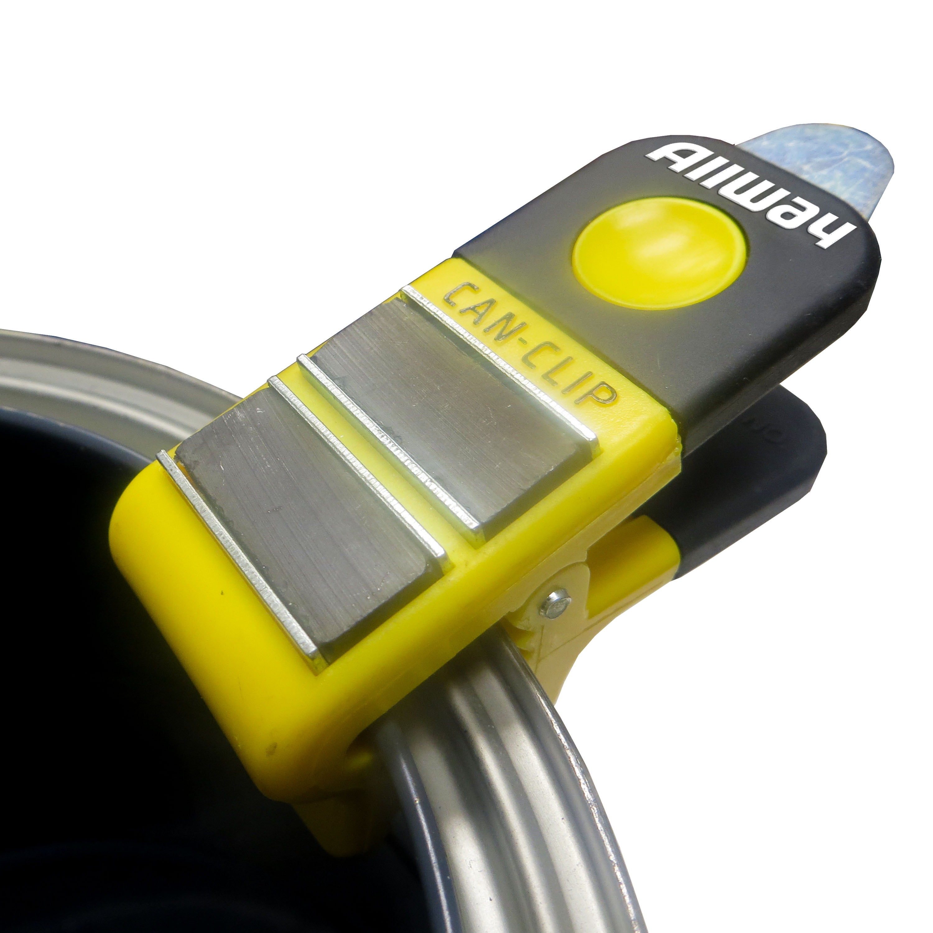 (4 pack) Allway 2-in-1 Magnetic Can Clip, Attaches to The Rim of Paint Cans with Steel Can Opener Tab, 3.25in. x 1.2in.