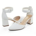 thumbnail image 4 of Pointed Toe 2.5 inch Low Block Chunky Heels for Women Closed Toe Pumps with Ankle Strap Dress Comfortable Shoes for Daily Work Office Homecoming, 4 of 5