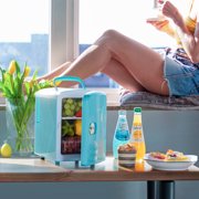 Mini Fridge, 6 Can 4 Liter Portable Electric Cooler, AstroAI Personal Refrigerator Skincare for Bedroom DC/AC, for Gift