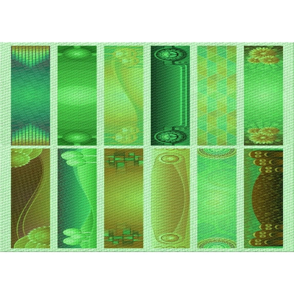 Ahgly Company Indoor Rectangle Patterned Dark Lime Green Area Rugs, 4' x 6'