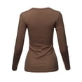 thumbnail image 3 of A2Y Women's Basic Solid Long Sleeve Crew Neck Fitted Thermal Top Shirt Light Brown S, 3 of 6