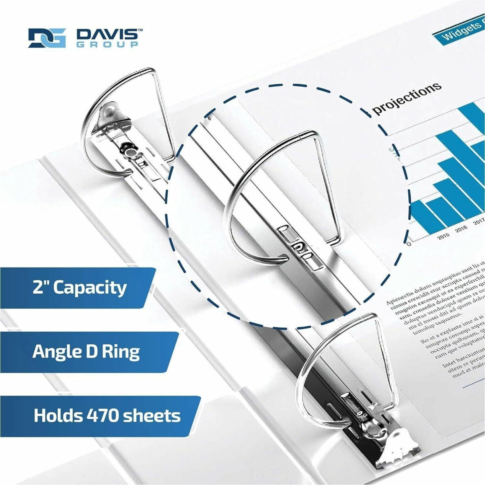 Davis Group Easyview Premium, Angle D Ring, Customizable, View Binder, 6 Pack (White, 2")