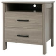 thumbnail image 1 of Costway Nightstand Drawers Rustic Side End Table Storage Compartment Cable Hole Oak, 1 of 8