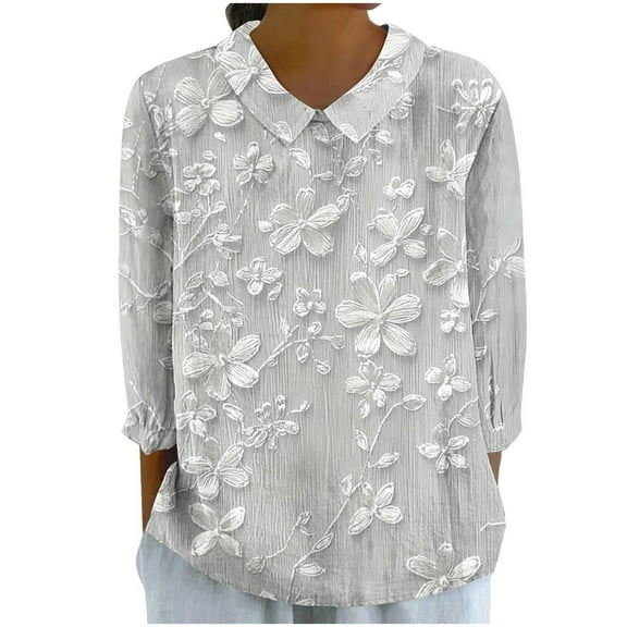My Items Beifu Boho Tops For Women Plus Womens Tops 3/4 Sleeve Dressy Women Blouses Casual T Shirts For Women Cotton V Neck Womens Spring Clothes