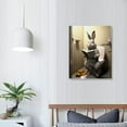 thumbnail image 3 of Nawypu  Rabbit Canvas Wall Art for Bathroom Decor Funny Rabbit Sitting on Toilet Reading Newspaper Poster Prints for Home Decor (Rabbit), 3 of 4