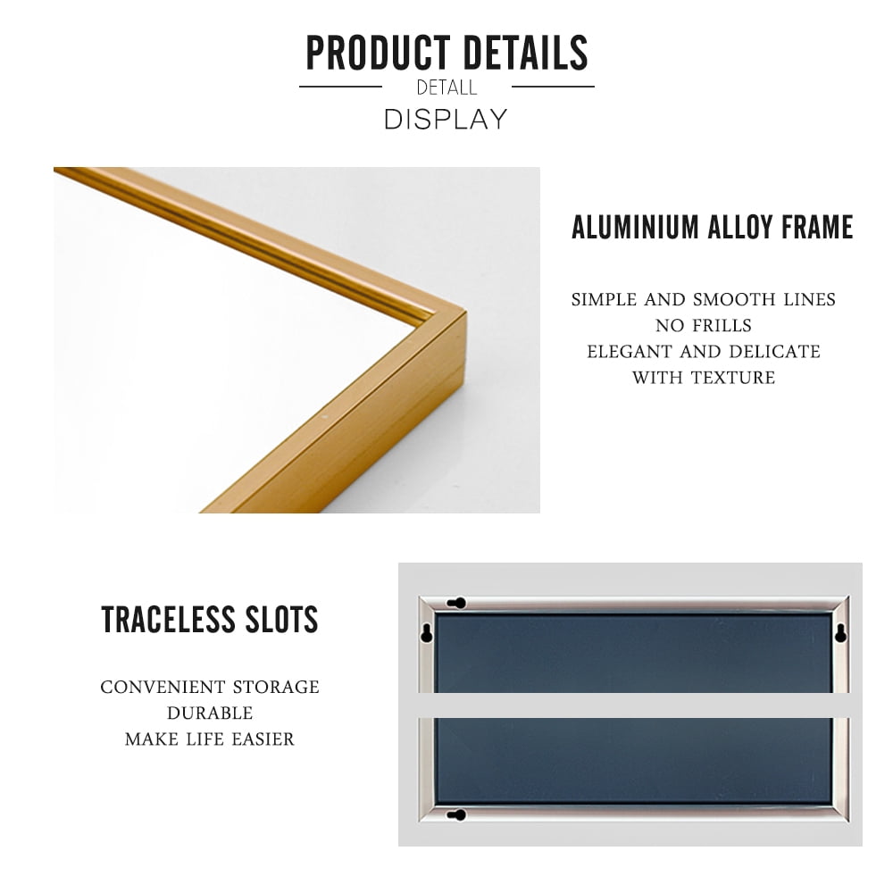 65"x22" Rectangular Full Length Floor Mirror with Stand Pure Gold