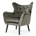 thumbnail image 3 of Grey Velvet Wingback Chair | Adds Sophistication to Home | Oak Wood Frame and Black Legs | Addresses Need for Quality Seating, 3 of 6