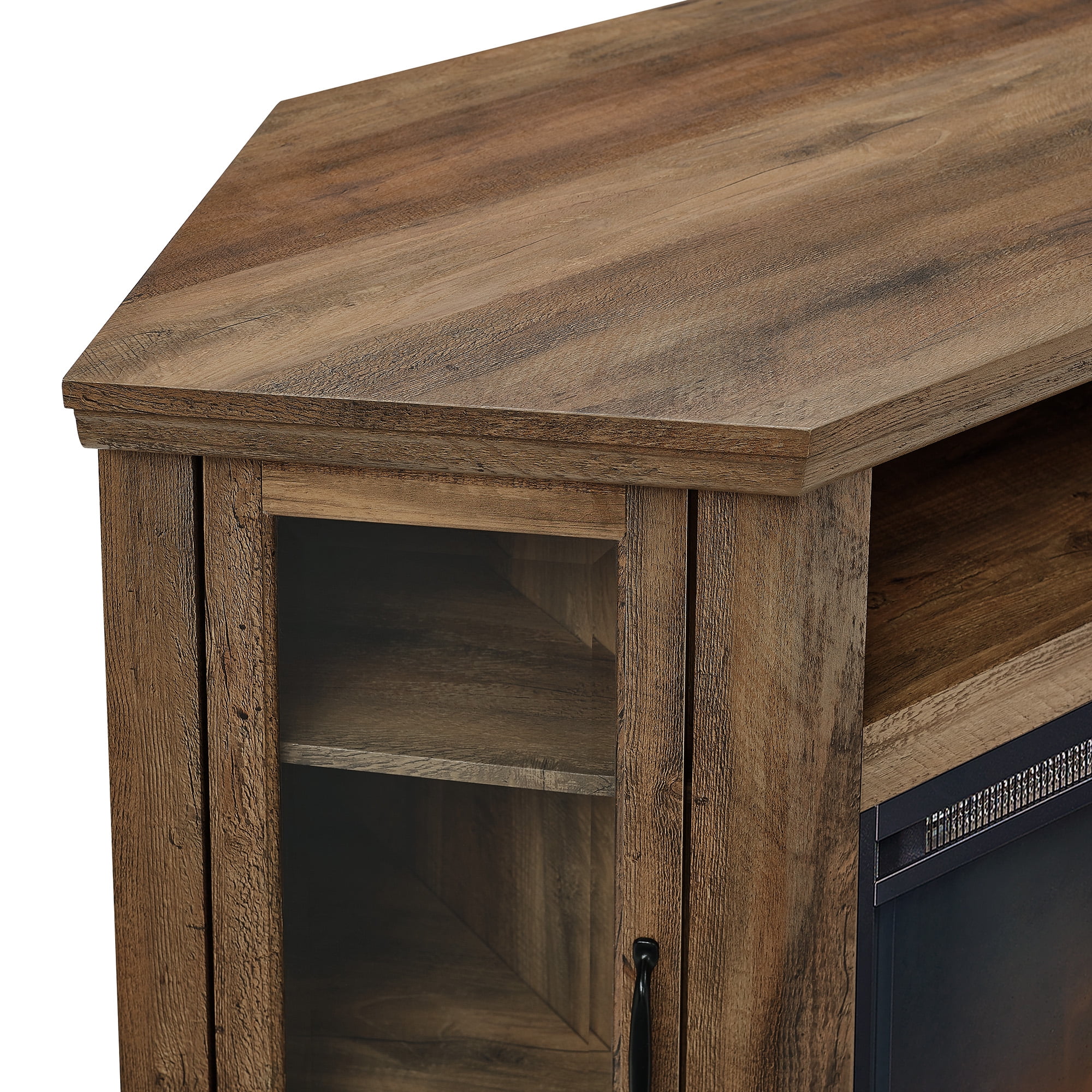 Walker Edison Rustic Oak Corner Fireplace TV Stand for TVs up to 50"
