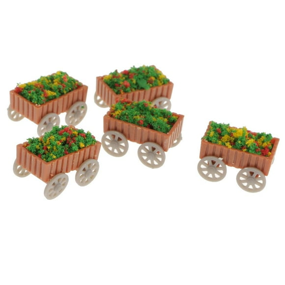 segolike 5pcs Model Making 1:75 Scale Plant Cart Floating Accessory Model Train Ho Garden