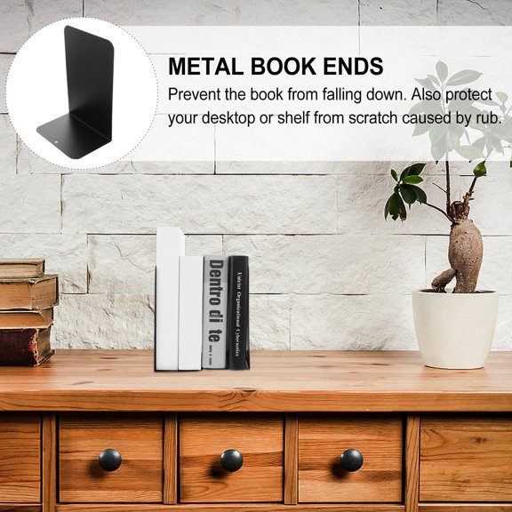unbranded 2Ud Soportes De Libro De Metal Negro Para Uso En Oficina Hogar Biblioteca Y Aula