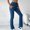 Blue, variant on MKLEKYY Womens Jeans Women Fashion Solid Pocket High Waist Stretch Tight Yoga Pants Running Flared Pants Women's Wide Leg Pants