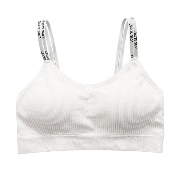 AJGRHE Women Wirefree No Show Bra Supportive Sports Bra Seamless Comfort Workout top with Adjustable Back Straps One Size White