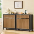 thumbnail image 3 of Sideboard Buffet Cabinet with Storage Drawer, Farmhouse Storage Cabinet with Fluted Panel Doors and Adjustable Shelf for Living Room, Entryway, Coffee Bar for Kitchen, Black & Wood, 3 of 8