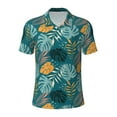 thumbnail image 2 of Daiia Tropical Leaves Pattern Men’s Polo Shirts,Solid Deck Shirt,Classic Fit, Breathable Cotton Polo for Casual and Sport Wear-Small, 2 of 7