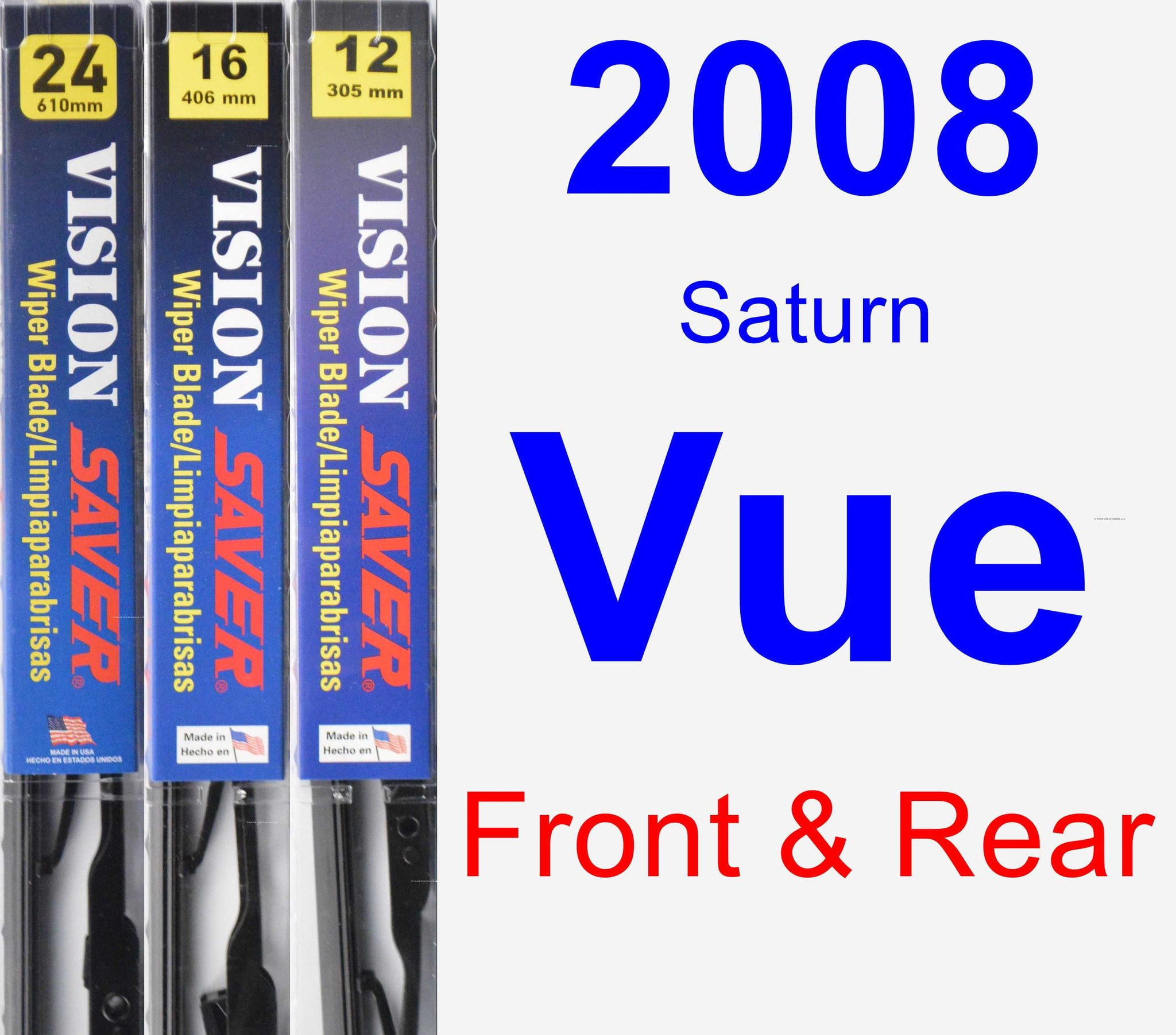 2008 Saturn Vue Wiper Blade Set/Kit (Front & Rear) (3 Blades) Vision