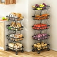 thumbnail image 6 of Fruit Basket Kitchen Pantry Organizers and Storage - 5 Tier Stackable Metal Wire Basket Stand for Fruit Vegetable Snacks Jars Bins Containers Organization, Black, 6 of 7