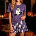 thumbnail image 2 of LIIPEE Womens Halloween Ghost Graphic Pajamas Ladies Short Sleeve Tees And Shorts Holiday Pajama Set, 2 of 6