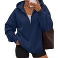 thumbnail image 2 of Womens Zip Up Hoodies Half Zip Pullover Fall Winter Oversized Workout Sweatshirts Y2k Zipper Jackets With Pockets,2XL, 2 of 8