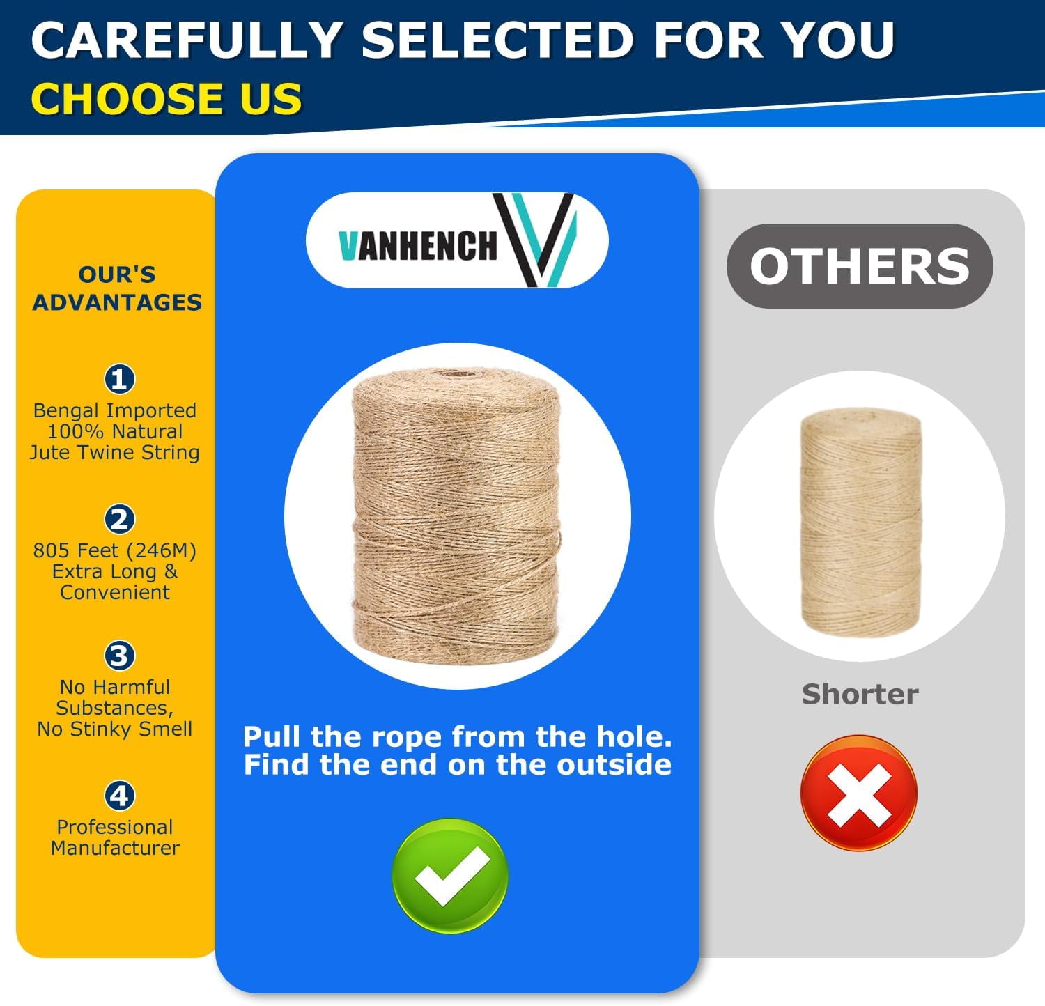805FT Natural Jute String, Bulk Hemp Jute Rope Cord for Crafts Gardening, Gift Wrapping, Wedding Décor, Packing Material Burlap Ribbon, Christmas Knitting Macrame Decoration