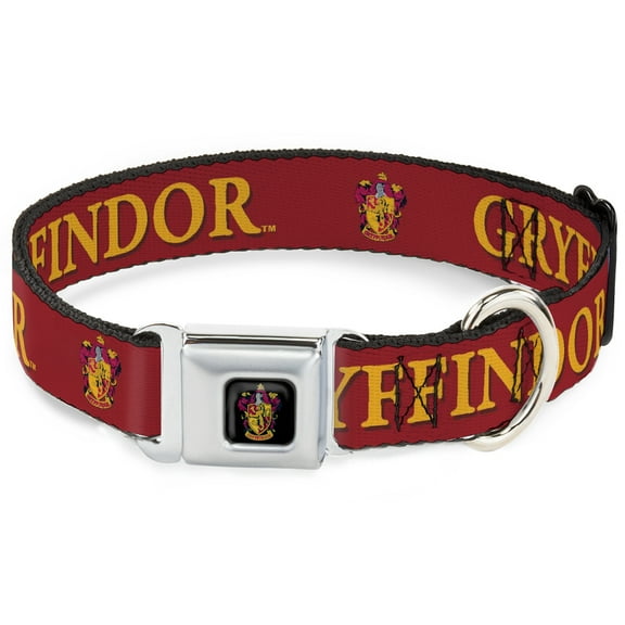 The Wizarding World of Harry Potter Pet Collar, Dog Collar Metal Seatbelt Buckle, Harry Potter Gryffindor Crest Black Red, 9.5 to 13 Inches 1.0 Inch Wide