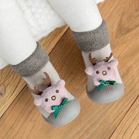 

Toddler Baby Kids Girls Boys Christmas 3D Cartoon Slipper Socks Shoes Prewalker