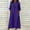 Purple, variant on Ygbgbb Women Linen Blend Ruffled Maxi Dress, Notched Collar Short Sleeve Button Front Loose Dress with Side Pockets for Beach Bohemian Daily Wear Black L