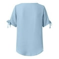 thumbnail image 5 of Women's Tops Summer Trendy V Neck Twist Front Short Sleeve Shirts Casual Loose Comfort Breathable Blouses (S, Sky Blue), 5 of 7