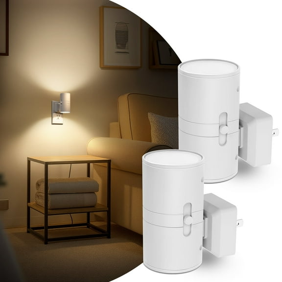 2 Pcs White Warm White 3000K Cylinder Night Light Dimmable