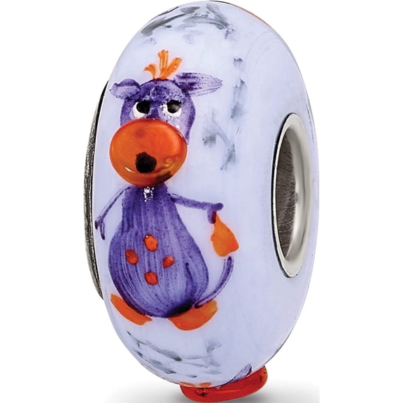 Sterling Silver Reflections Hand Painted Dragon, Purple Glass Bead (14.56 X 7.4) Made In United States qrs4007