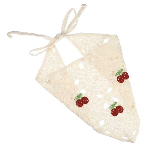 Unique Bargains Fashion Cherry Hollow Triangle Headwrap for Women 21.26"x10.24" Beige 1 Pc
