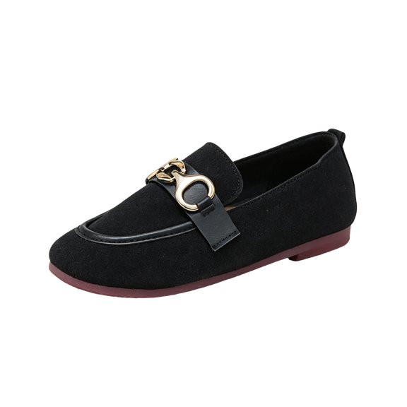 Yungyresw Womens Loafers Shoes Fashion Low Top Comfortable Slip on Flats Round Toe Business Office Work Casual Dress Shoes Black 36